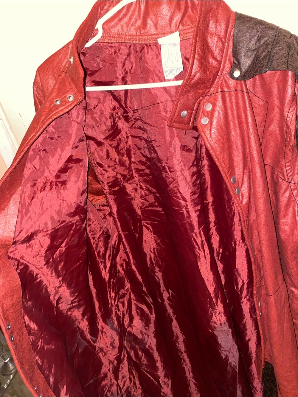 Marvel Large Star Lord Red Trench Coat with Brown Accent - Model is 5’11 Tall - Picture 5 of 8